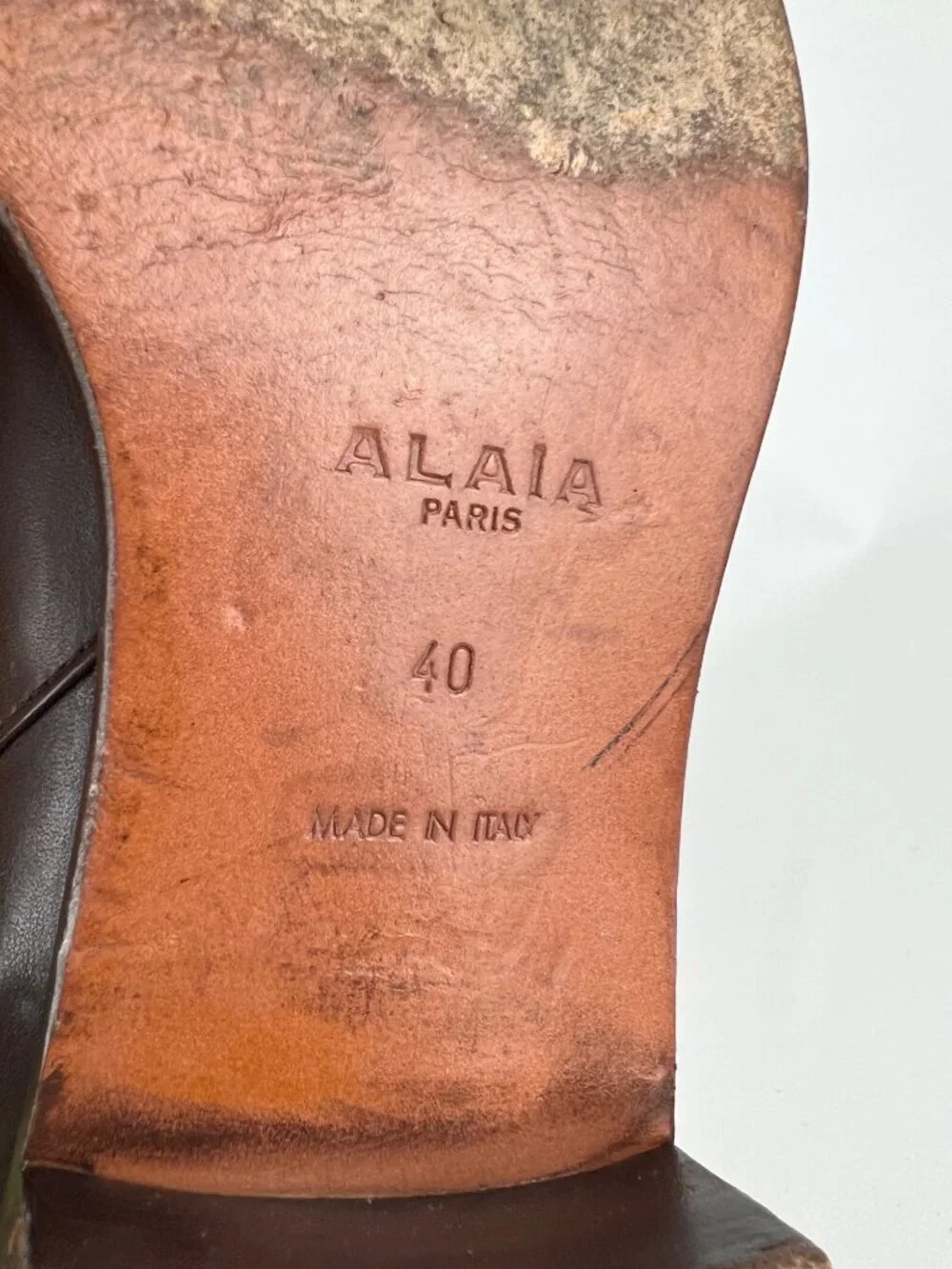 Alaia Womens Brown Leather Over the Knee Boots Low Heel Italy size EU 40 US 10
